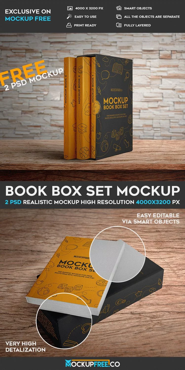Book Box Set – 2 Free Psd Mockups – Free Psd Templates