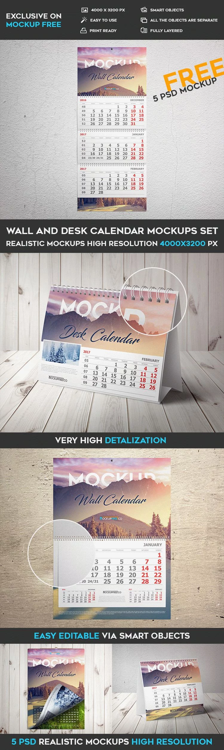 Desk Calendar With Pen Box Mockups