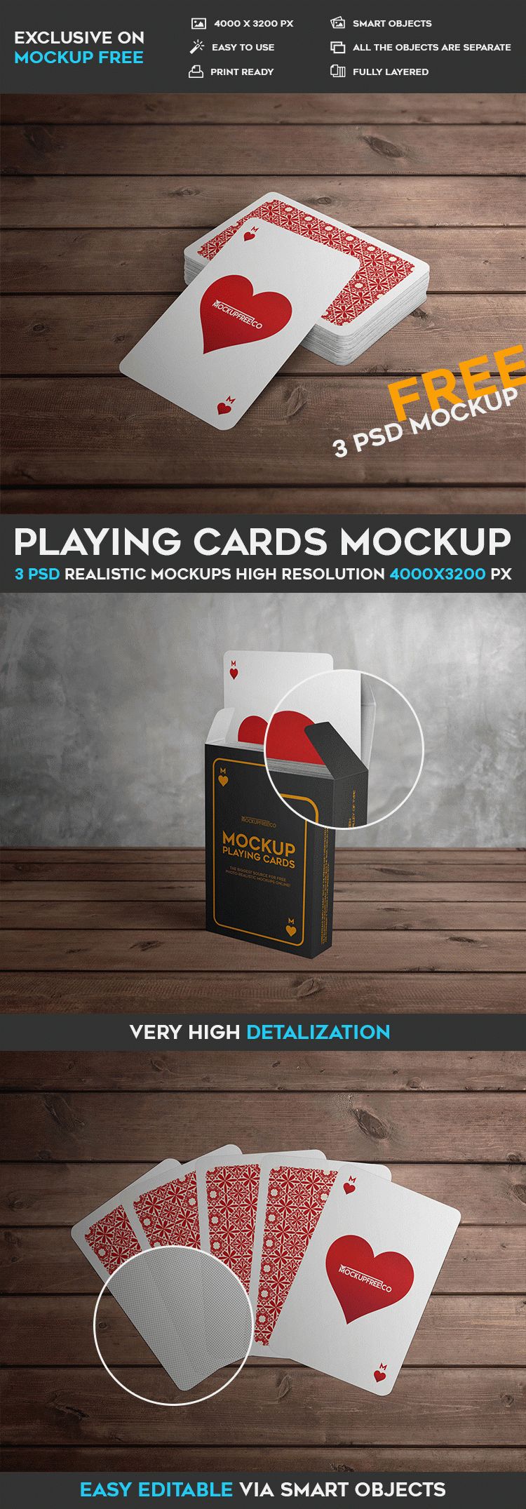 Playing Cards - 3 Free PSD Mockups | Free PSD Templates