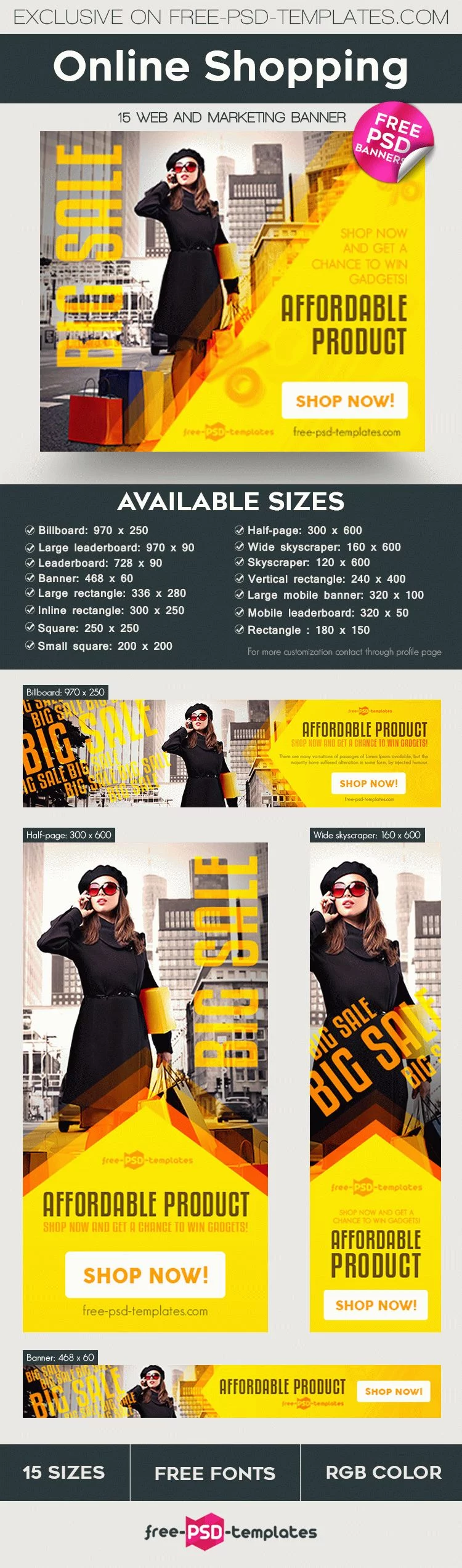 15 Free Online Shopping Banner in PSD