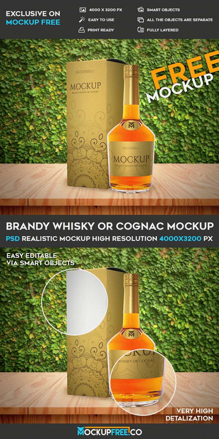 Download Brandy Whisky or Cognac - Free PSD Mockup | Free PSD Templates