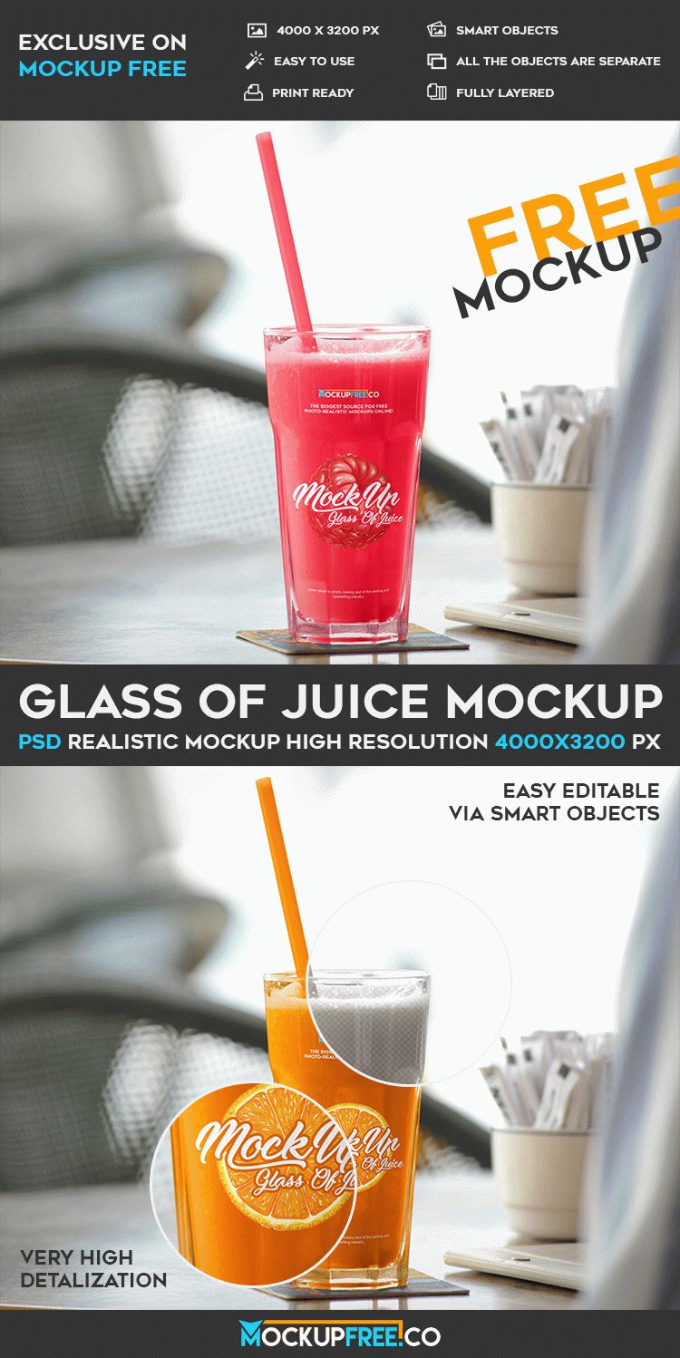 Glass Of Juice - Free PSD Mockup | Free PSD Templates