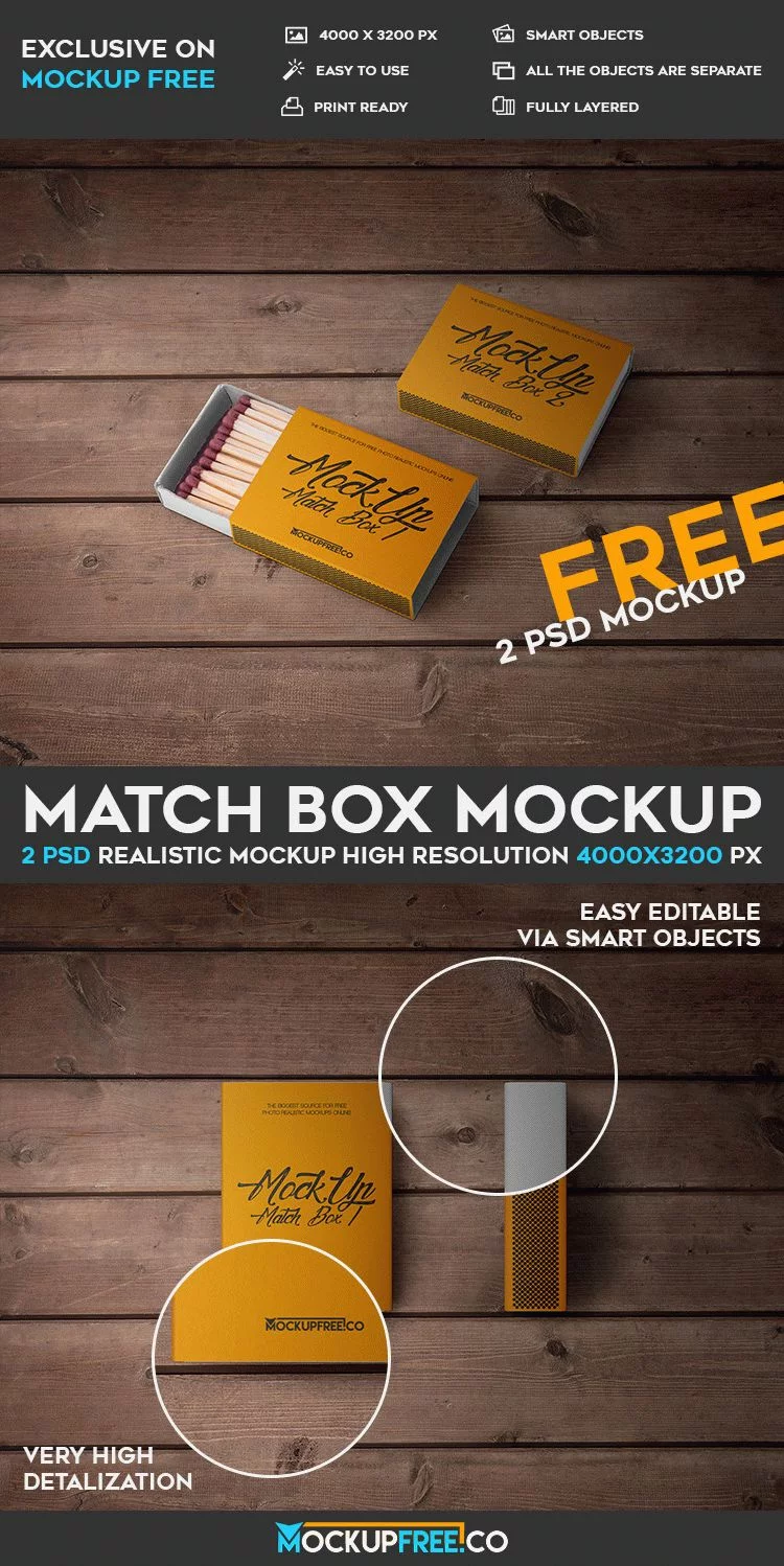 Free Matches Box Mockup, Free Photoshop Mockups