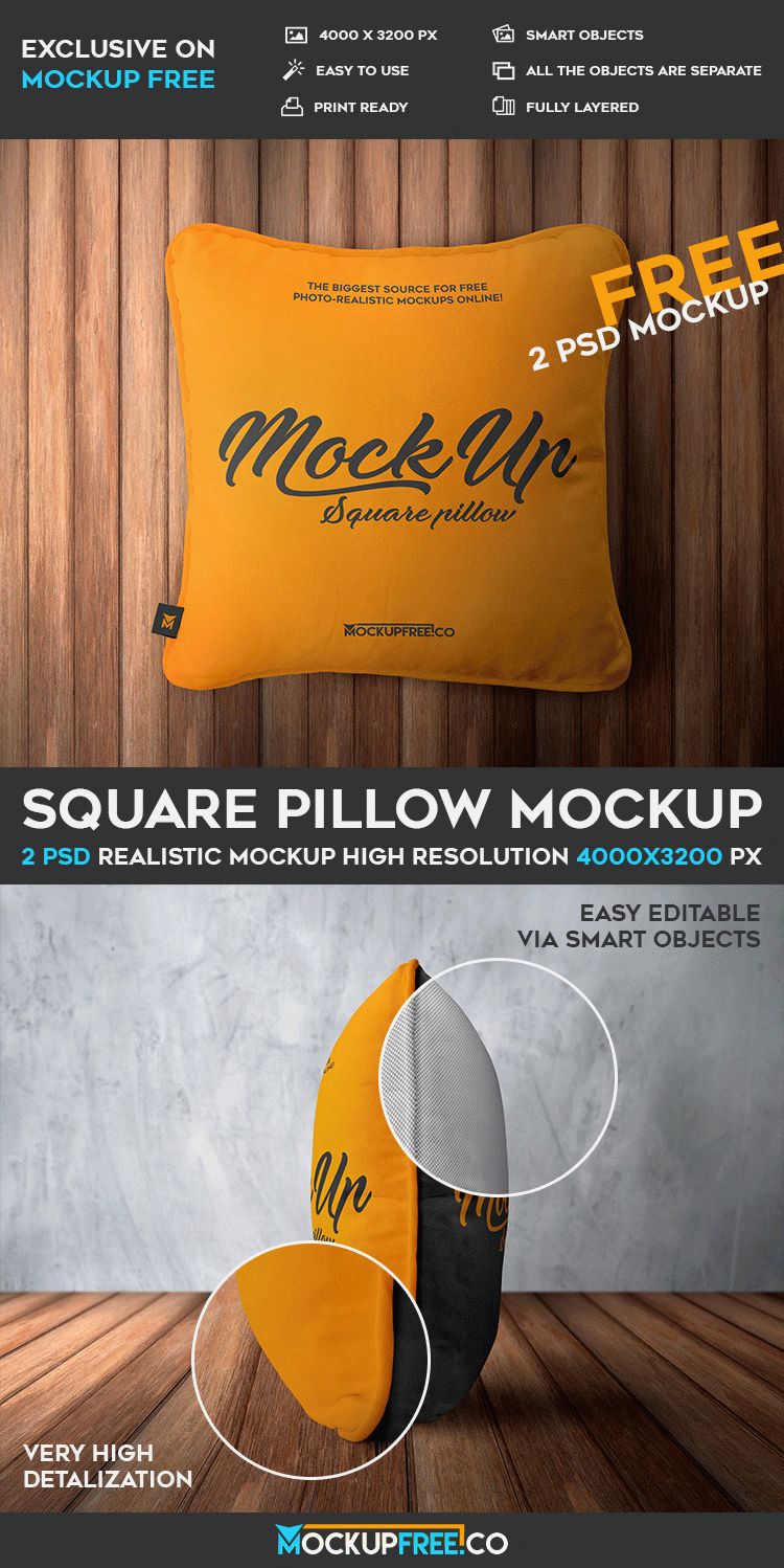 Download Square Pillow 2 Free Psd Mockups Free Psd Templates PSD Mockup Templates