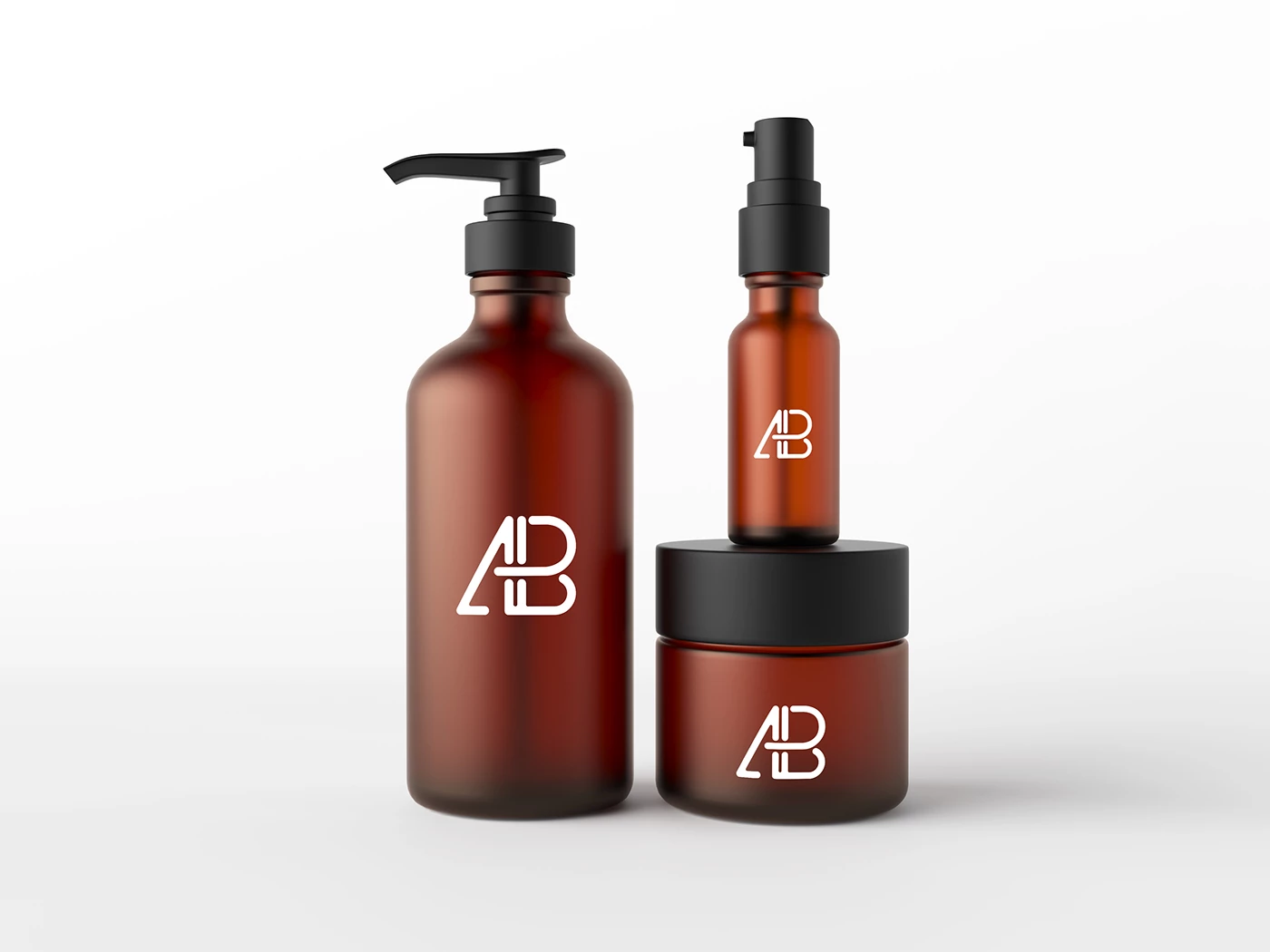 Free Pump Dispenser Cosmetics Bottle Mockup (PSD)