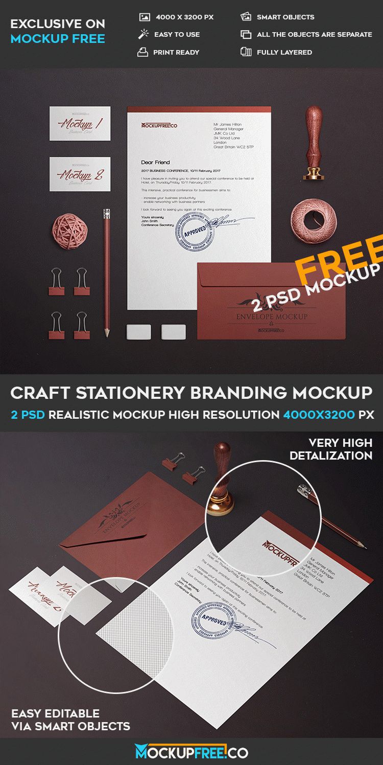 Download Craft Stationery Branding 2 Free Psd Mockups Free Psd Templates PSD Mockup Templates