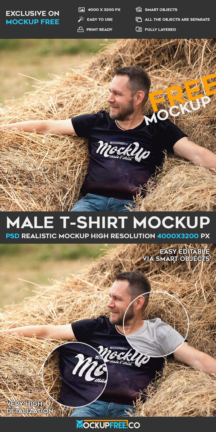 Download Male T-shirt - Free PSD Mockup | Free PSD Templates