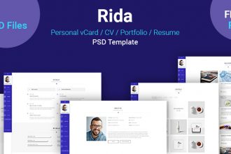 Rida – Free vCard, CV, Portfolio, Resume PSD template Rida – Free vCard, CV, Portfolio, Resume PSD template