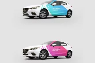 Free Hatchback Car Mockup PSD