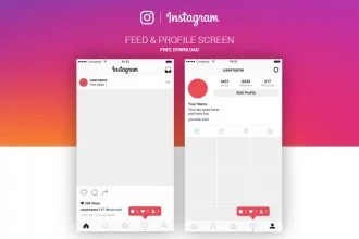 FREE | Instagram Feed & Profile Screen PSD UI – 2016