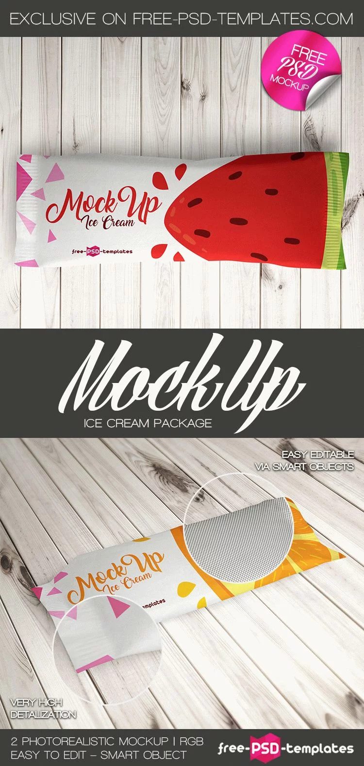 2 Free Ice Cream Package Mock-ups in PSD