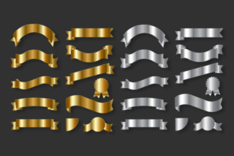 Free Gold and Silver Ribbon Set (PSD + Vector) Free Gold and Silver Ribbon Set (PSD + Vector)