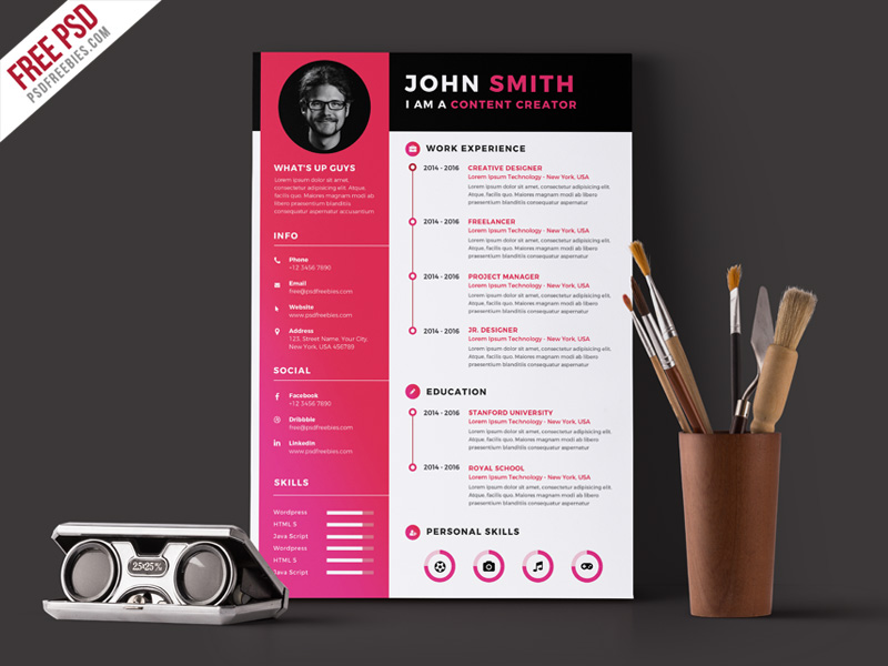 Free Beautiful Resume Cv Design Template Psd File Good Resume