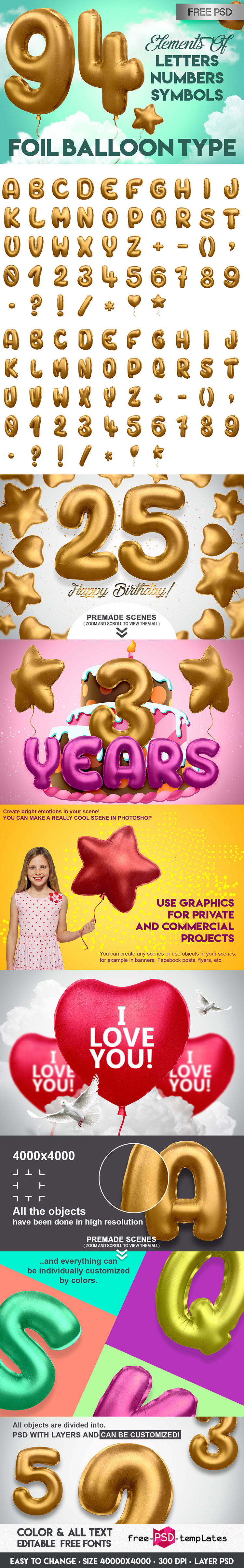 FREE 3D Alphabet Foil Balloon in PSD Free PSD Templates