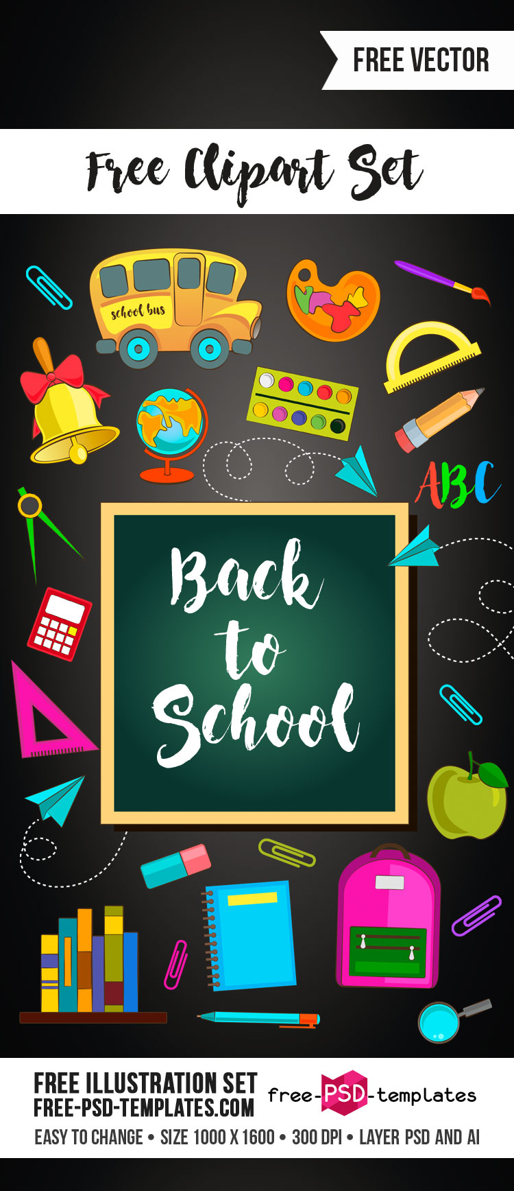 Back To School Free Vector Clipart Set Free Psd Templates