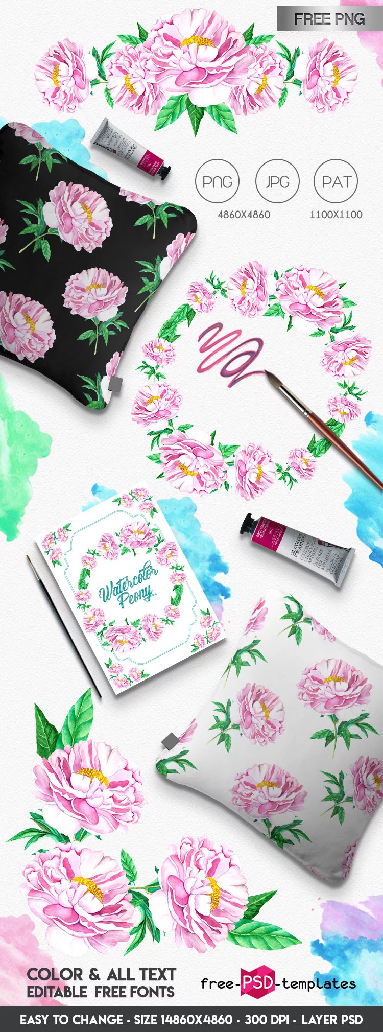 FREE Watercolor Peony