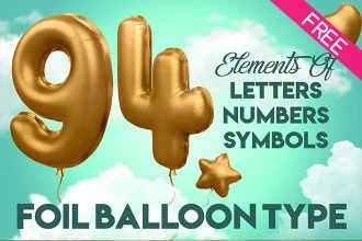 3D Alphabet Foil Balloon in PSD (Letters, Symbols, Numbers)