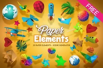 30 FREE Isolated 3d paper objects – Scene Genetator