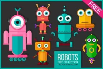 Robots Free Vector Illustration Set