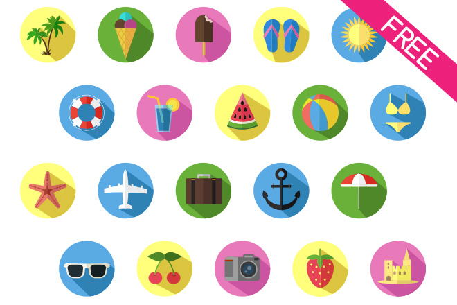 FREE Summer Icons – Free PSD Templates