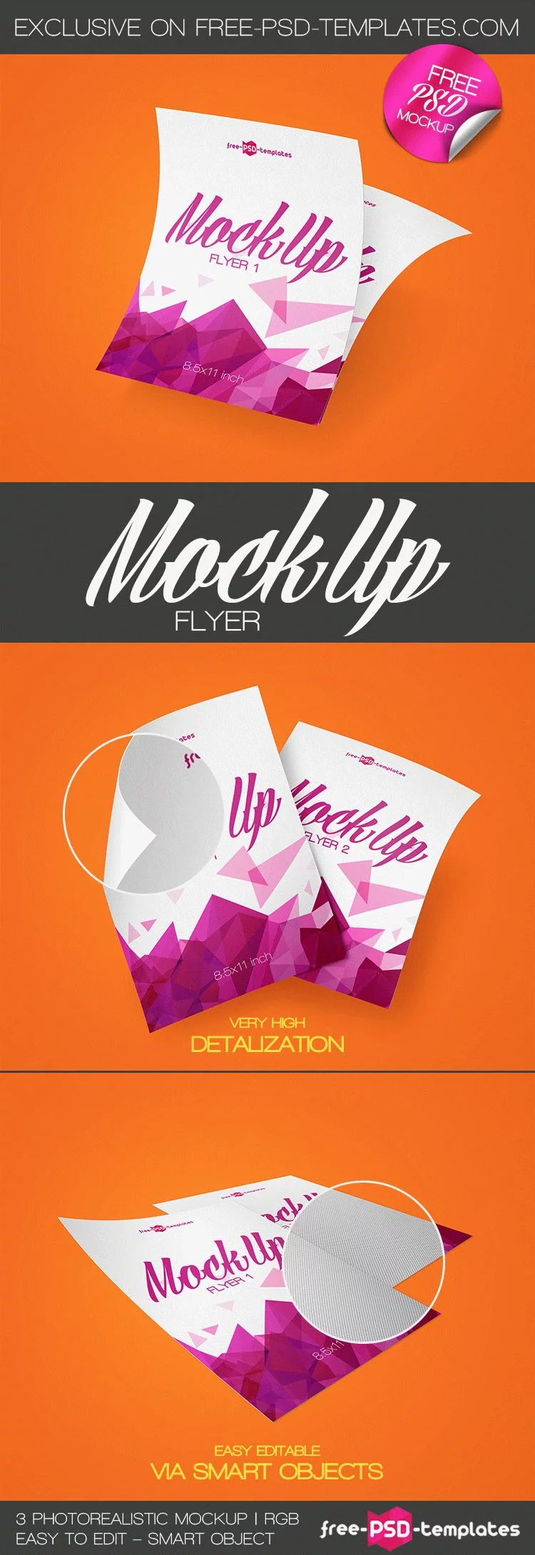 3 Free Flyer Mock-ups in PSD