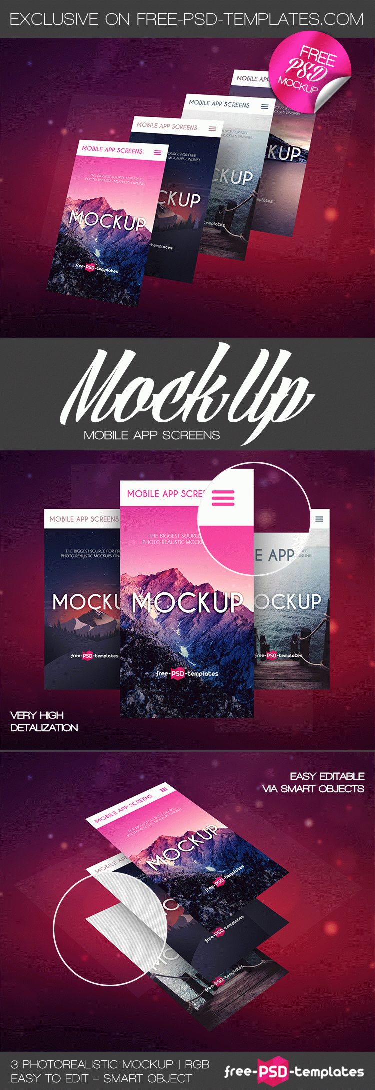 Download 3 Free Mobile App Screens Mock Ups In Psd Free Psd Templates