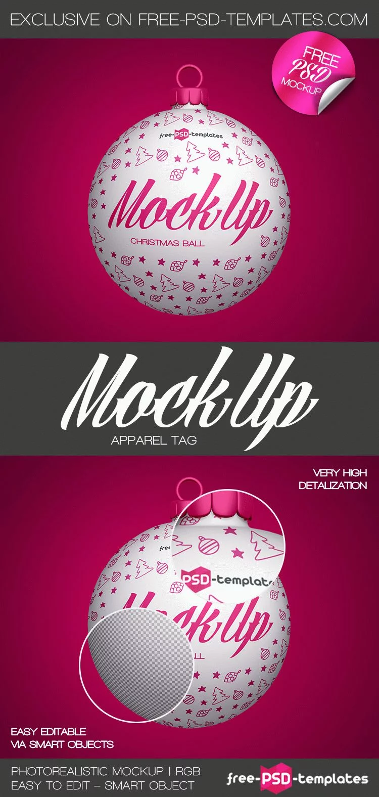 Free Christmas Ball Mock-up in PSD