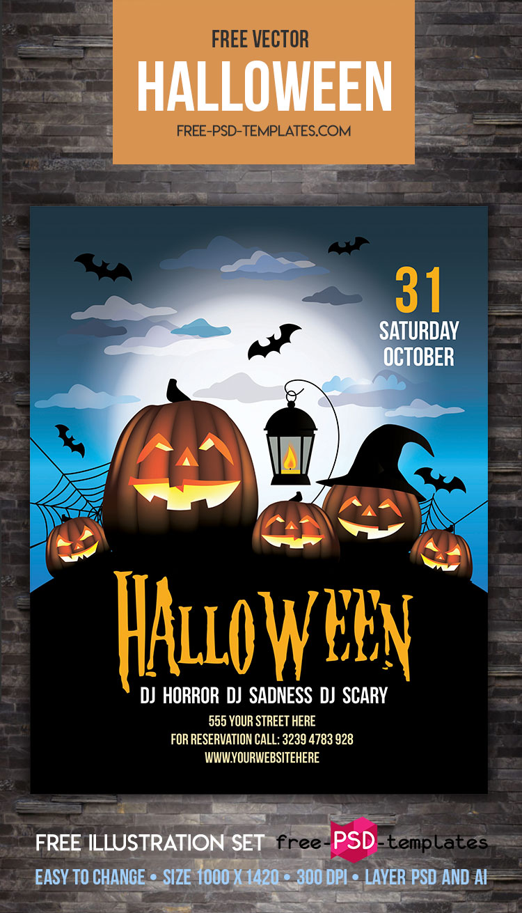 Free Halloween Party Flyer Vector Template Free PSD Templates