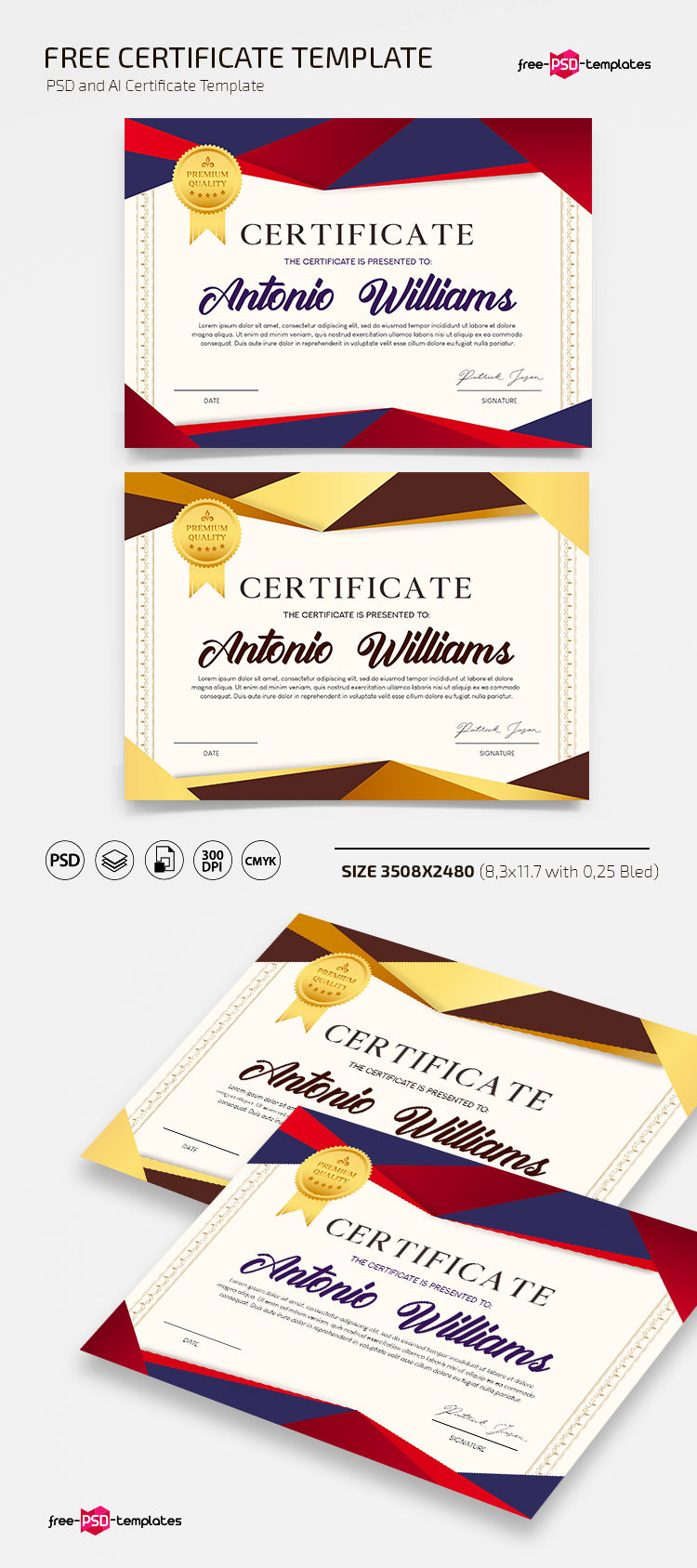Free Certificate Template In Psd Free Psd Templates