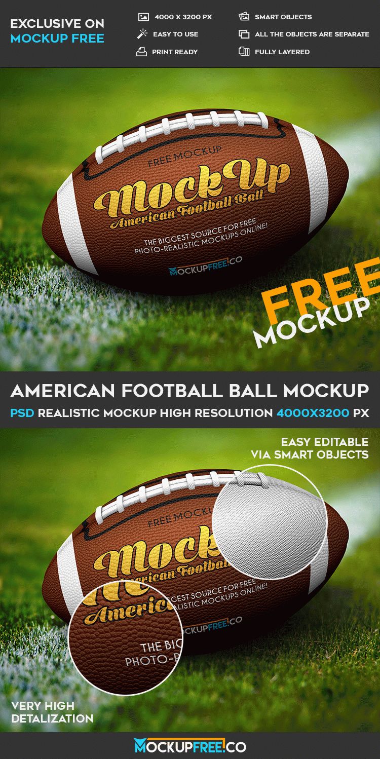 Download American Football Ball - Free PSD Mockup | Free PSD Templates