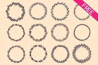 Free Hand Drawn Wreaths IN PSD