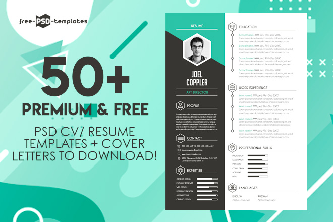 50premium free psd cv resume templates cover letters to download free psd templates