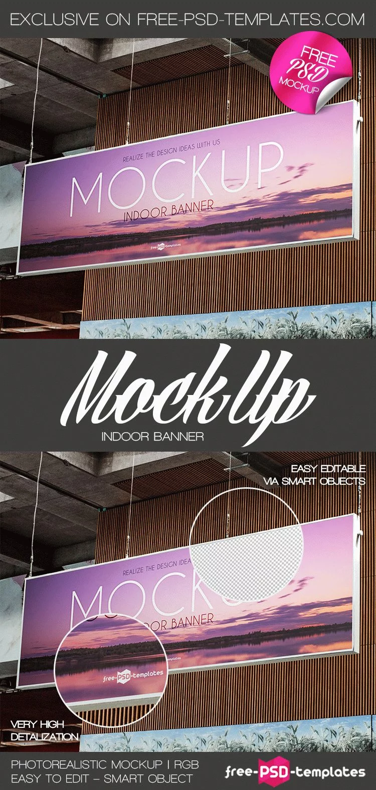 Free Indoor Advertising Sign Mockup (PSD)