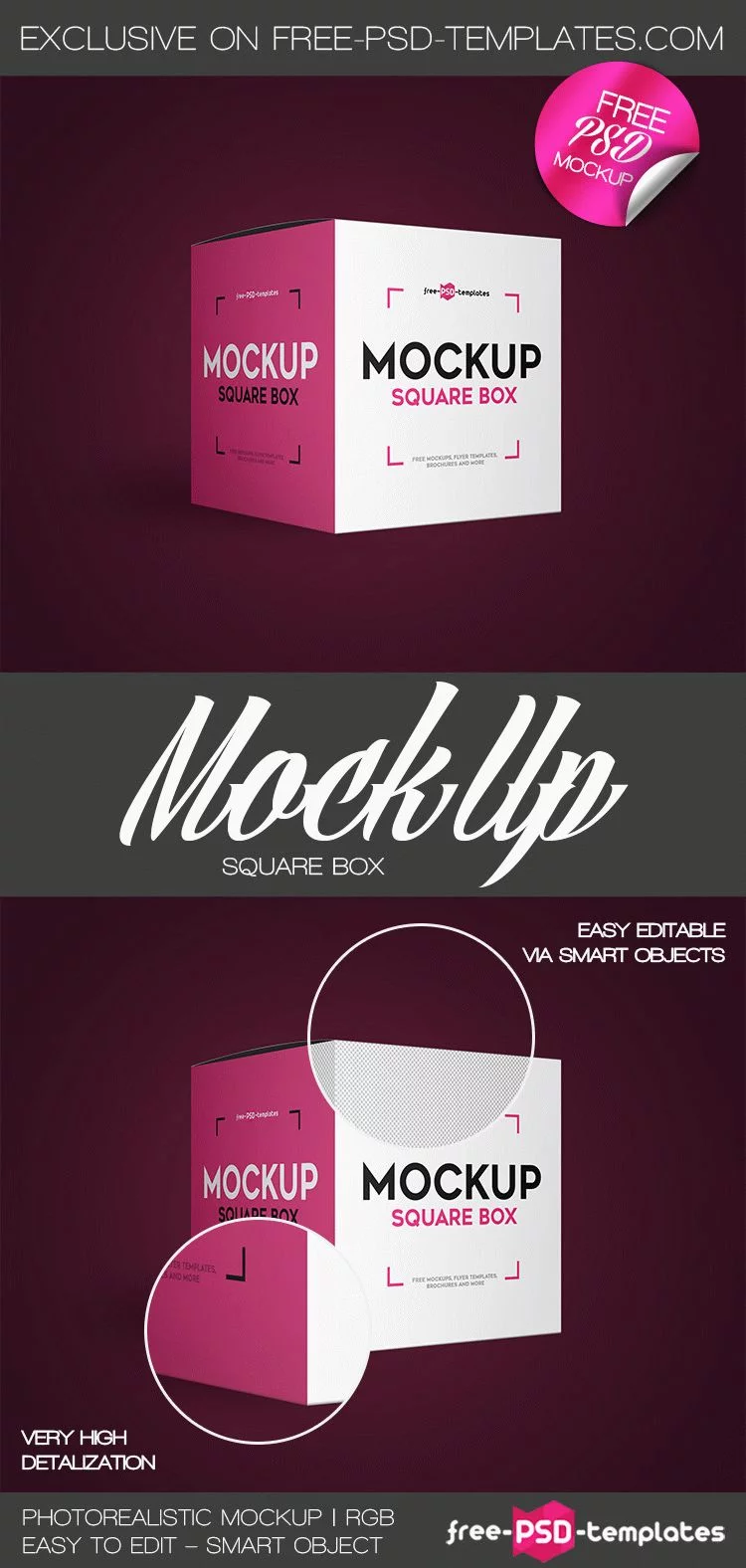 Free Square Box Mock-up in PSD