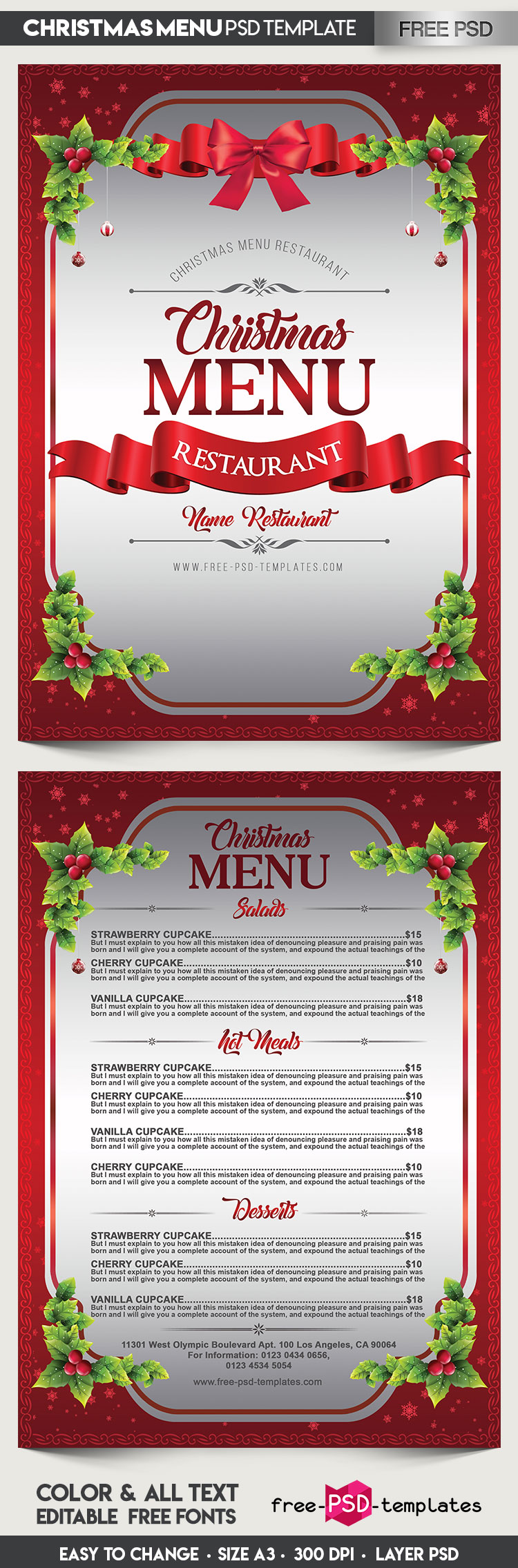 Free Christmas Menu PSD Template Free PSD Templates