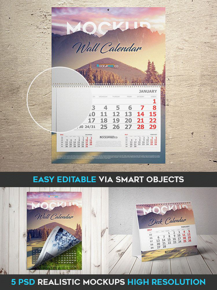 40+Premium and Free PSD Calendar Templates & Mockups to create the best