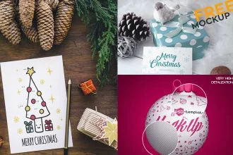 30+ Free Christmas & New Year Mockups in PSD for happy holidays design!