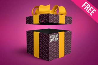 Free Gift Box Mock-up in PSD