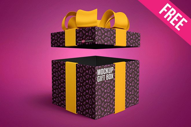 Free Gift Box Mockup (PSD)