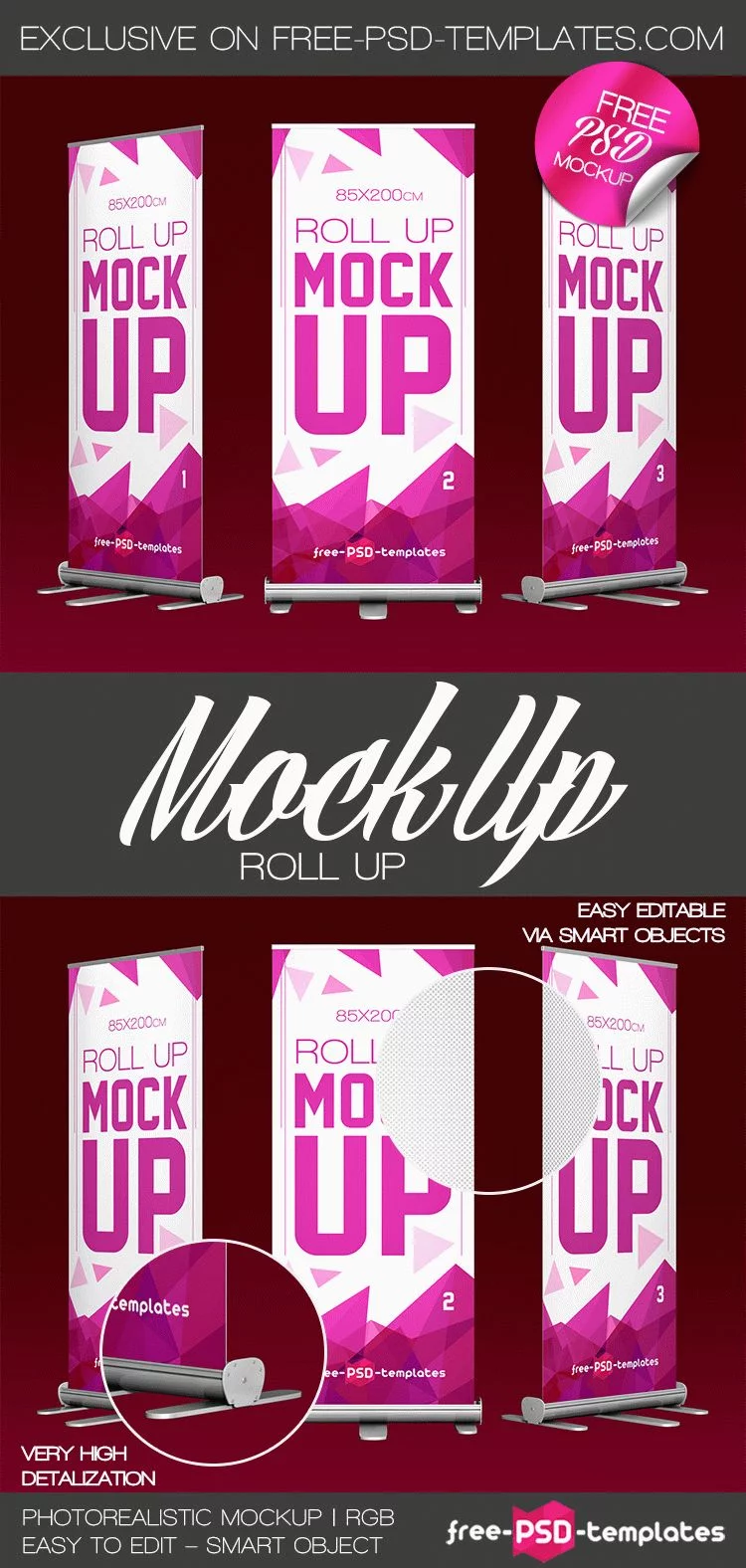 Free Roll Up Mock-up in PSD
