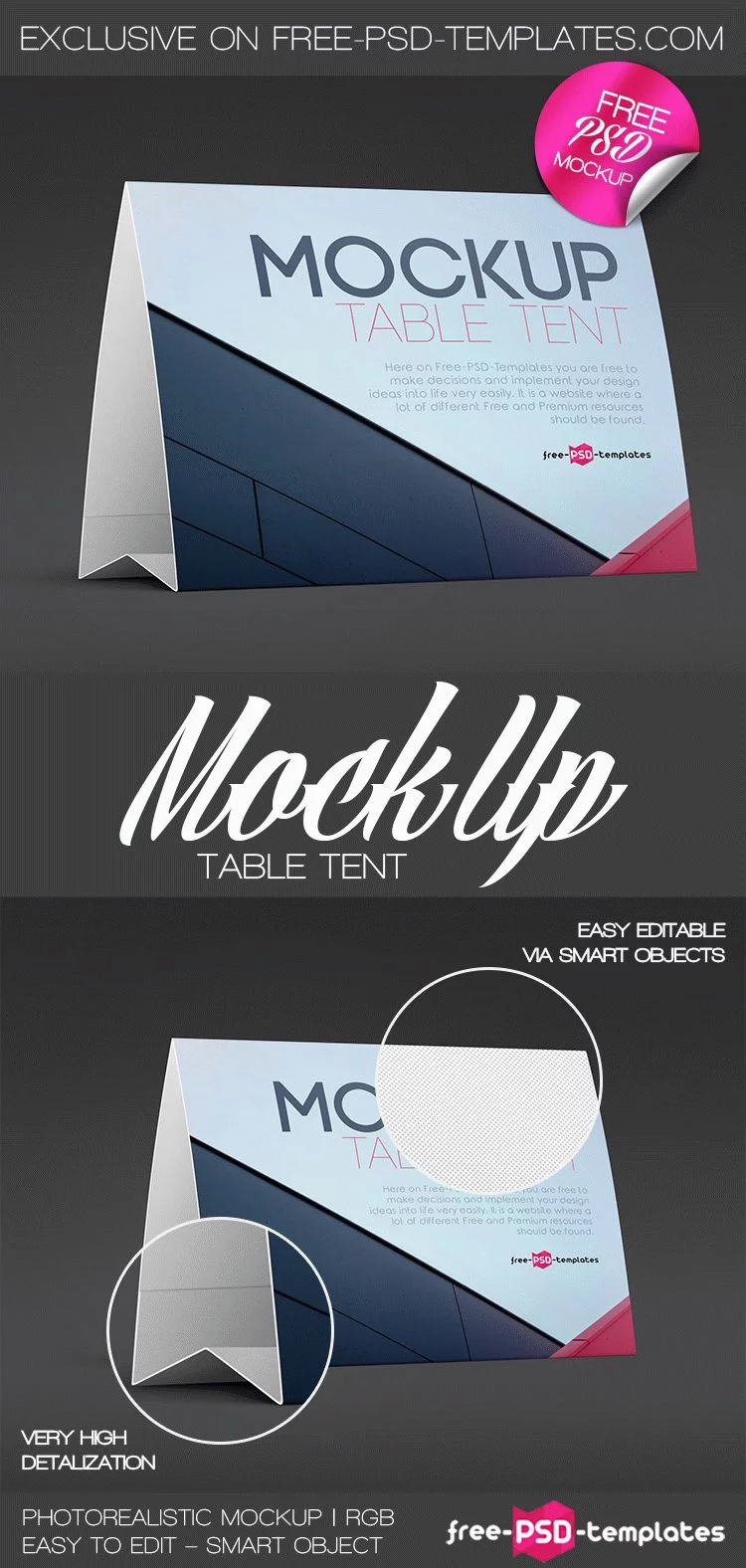 Free Table Tent Mock-up in PSD