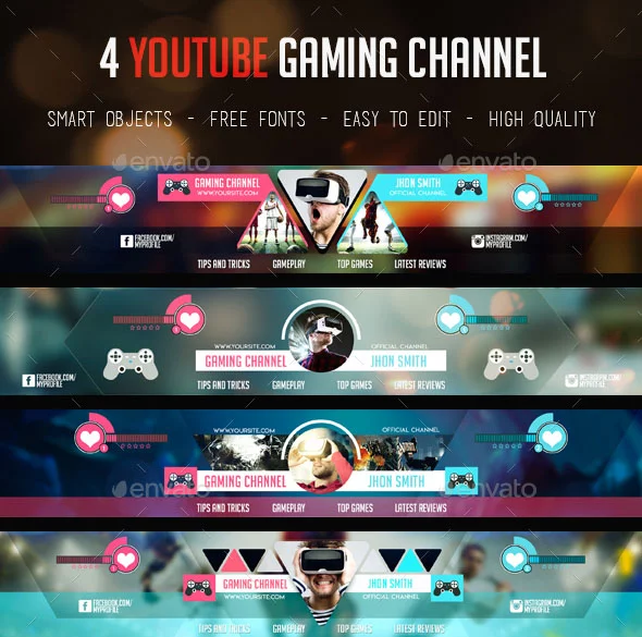 FREE Gaming Banner Template For  Channels #42 Photoshop