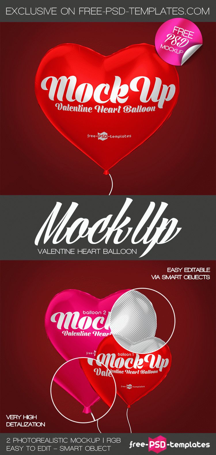 Download 2 Free Valentine Heart Balloon Mock Ups In Psd Free Psd Templates