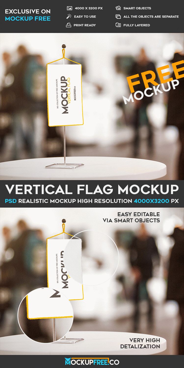 Download Vertical Flag - Free PSD Mockup | Free PSD Templates