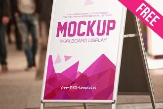 Free Sign Board Display Mock-up in PSD