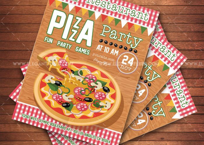 Pizza Party- Free Flyer PSD Template + Facebook Cover