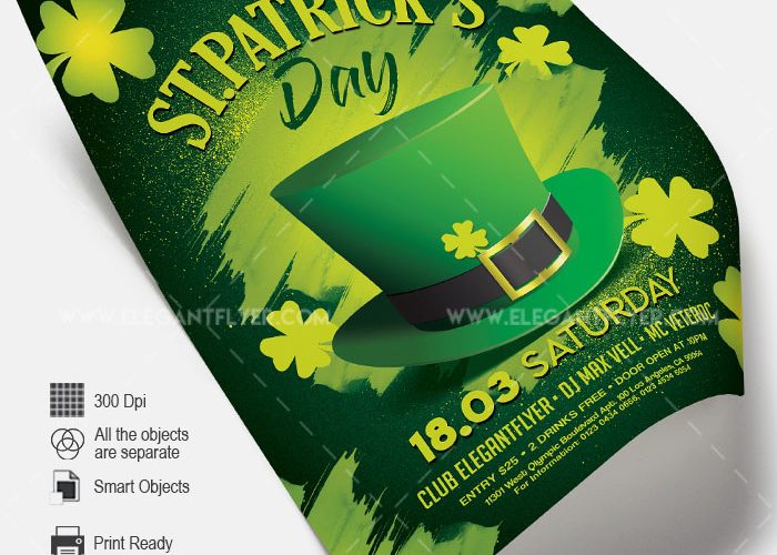 St. Patrick’s Day – Free Flyer PSD Template + Facebook Cover