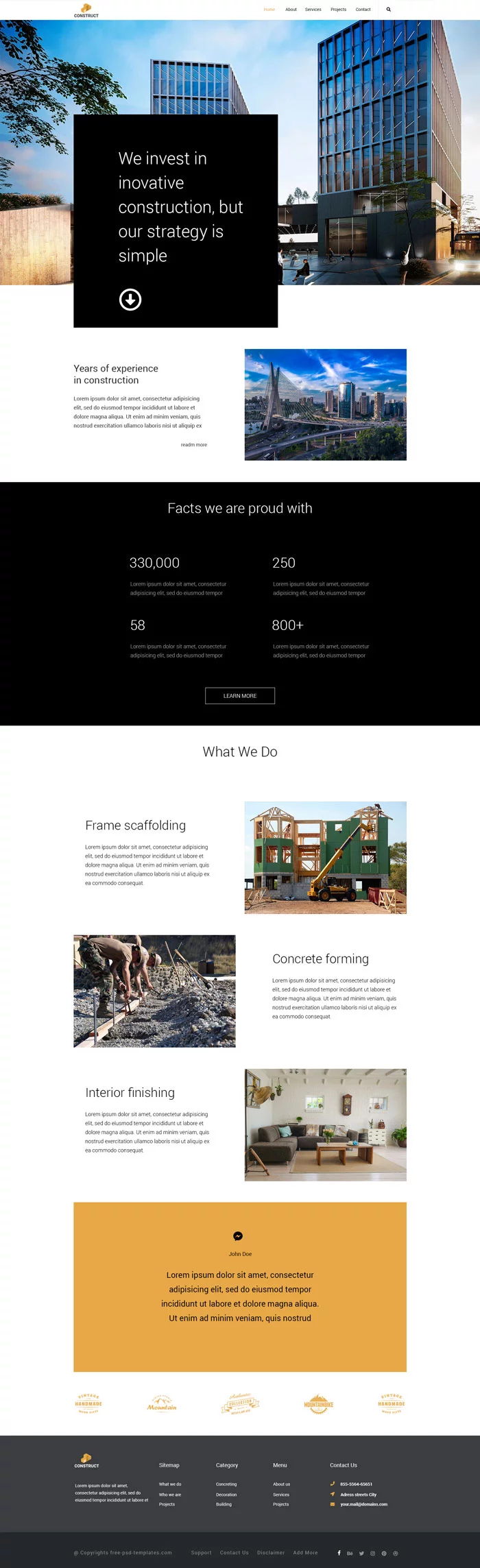 FREE PSD TEMPLATE CONSTRUCTION WEB SITE