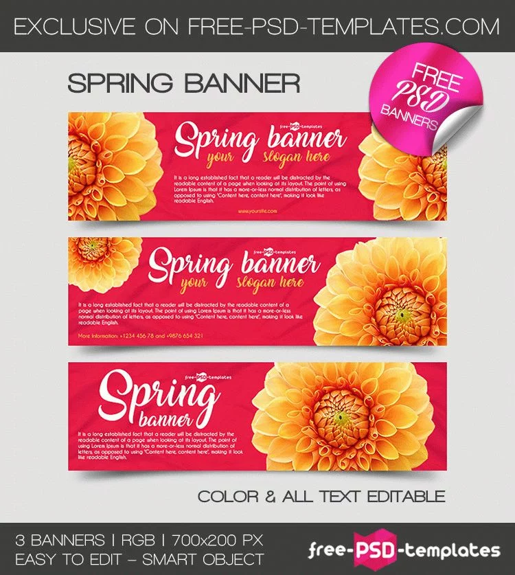 3 Free Spring Banner IN PSD