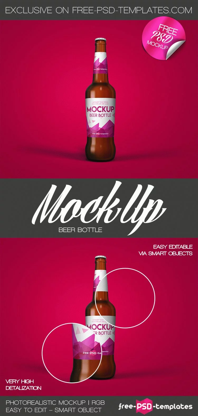 Free Beer Bottle Mock-up in PSD